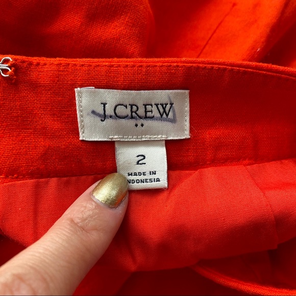 🧡 J.CREW MARINE ORANGE HIGH WAIST LINEN SKIRT! - Picture 6 of 10
